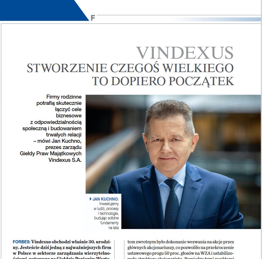 Stworzenie czegoś wielkiego to dopiero początek  - wywiad w magazynie Forbes